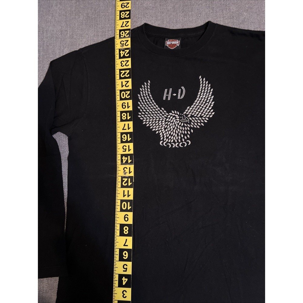 Vintage Harley Davidson Studded Long Sleeve T-Shirt Women's M Black - Picture 7 of 11